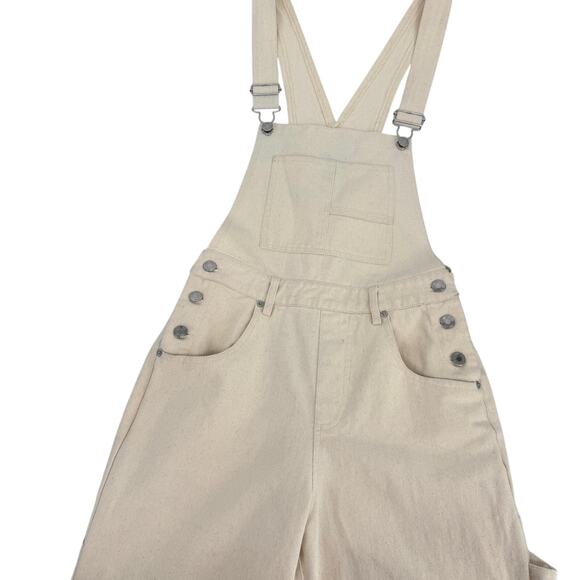 Steve Madden Cobra Adjustable High Rise Jeans Overall Jumpsuit Cream Size XS - Picture 3 of 8